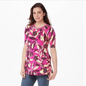 LOGO by Lori Goldstein Rayon 230 Elbow-Sleeve Swing Top